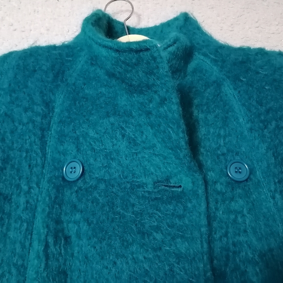 Vintage Paul Levy Mohair Wool Coat in Teal Blue. - Picture 13 of 16